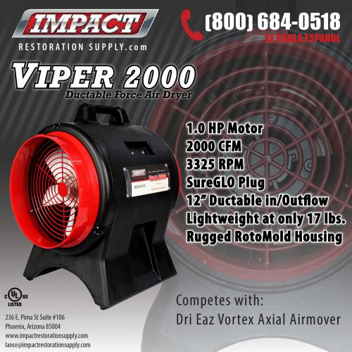 Viper 2000 force air | static dryer | axial fan for sale