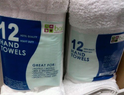 24 Hand Towels - White - 16&#034; x 27&#034;-HOTEL HEAVY DUTY QUALITY  -2 x 12 pk.ON SALE