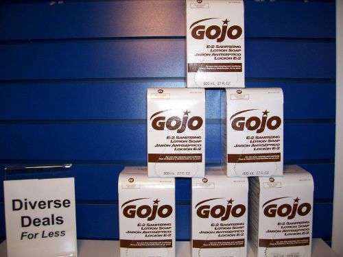 Gojo 9132 e-2 sanitizing lotion soap case of 6 800ml refills exp 10/2016 for sale
