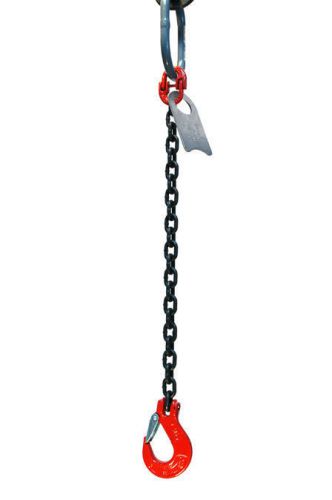 9/32&#034; 5 foot grade 80 sos single leg lifting chain sling - oblong sling hook for sale
