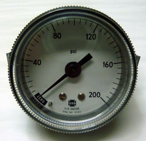 Usg u.s. gauge dial no. 37313 0-200 psi pressure gauge assembly 1/8&#034; npt rear for sale
