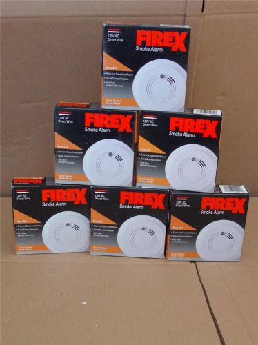 LOT OF 6 - FIREX SMOKE ALARM - SINGLE STATION ALARM - 120V AC DIRECT WIRE- 421