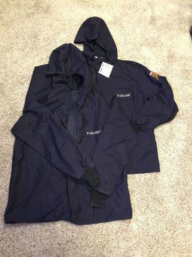 2 New Salisbury JSHV832BL, Large, Navy arc flash jacket w/ hood