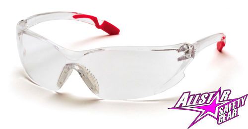 PYRAMEX WOMENS ACHIEVA CLEAR LENS PINK TEMPLE SAFETY GLASSES MOTORCYCLE SP6510S
