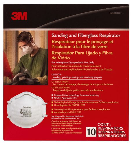 3M 10 Count Sanding &amp; Fiberglass Respirators 8200HB1-C