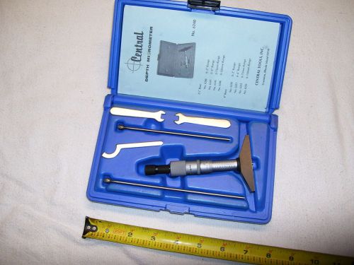 Micrometer, Machinist Depth Micrometer, Central Tool 0 - 3&#034; , 2-1/2&#034; Base, USA