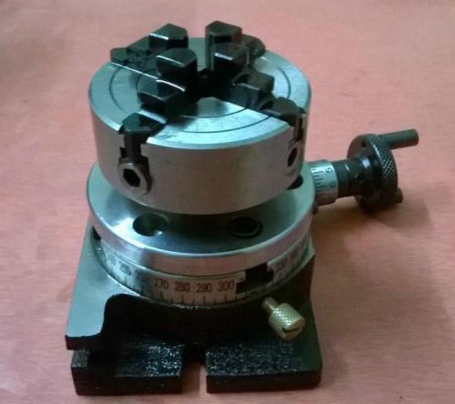 3&#034; /75mm mini rotary table with 70 mm 4 jaw independent chuck for milling m/c for sale