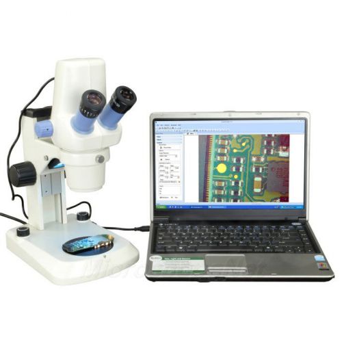 1.3m digital stereo microscope zoom 7x-30x w/ incident and transmitted led light for sale