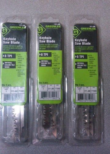 Lot of 3 Greenlee 311-JAB. Key hole saw replacement blade. 8 TPI (6 blade lot)