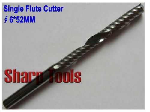 2pcs one/single flute spiral cnc router bits 6mm 52mm for sale