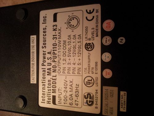 International Power Sources inc. AC Adapter Power Supply PUP110-31-K3