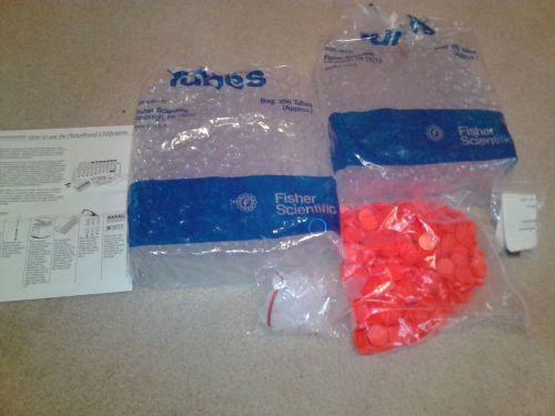 FISHER BRAND 2 bags of 250 w/ tops 14-375-200 DISPOSABLE CULTURE 12 mL TUBES
