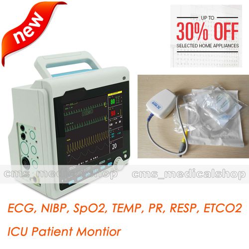 Icu patient monitor 6 parameters ecg,nibp,spo2,temp,pr,resp,etco2 for sale