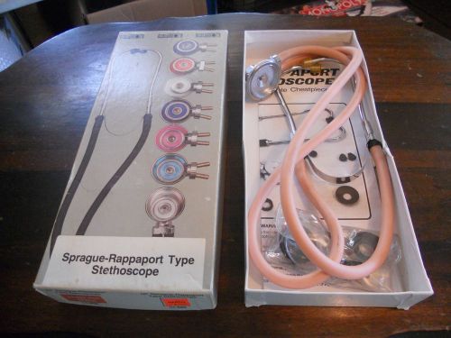 Nos new vintage sprague - rappaport graham field stethoscope 22&#034; 04-602 peach for sale
