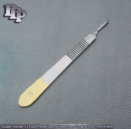 Scalpel Handle #3 Gold Plated Dental Veterinary Surgical DDP Instruments