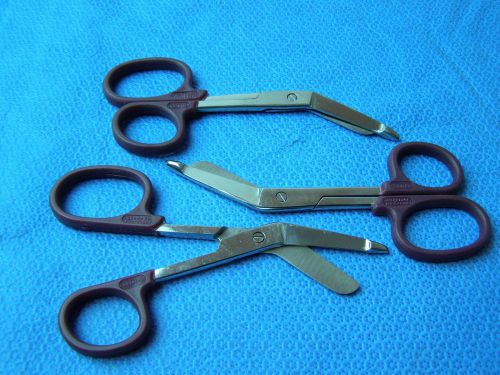 3Unit-Lister Bandage Nurse Scissors 5.5&#034;-Color Handles(Burgundy)One Large Ring