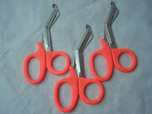 3- Utility Scissors 7.5&#034; NEON ORANGE EMT Medical Paramedic Nurse Scissors