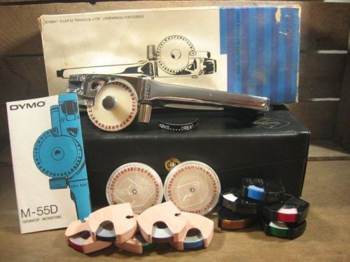 Vintage Dymo-Mite Tapewriter Metal Chrome Emossing Lable Maker w/ Box M-55D