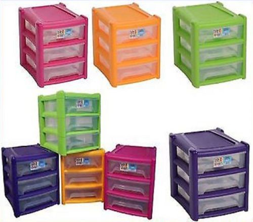 Shallow 3 Drawer Plastic Storage Unit For Office A4 Paper Organizer Durable New