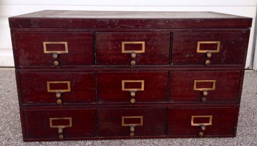 VIntage Steelcase, Metal Office Furniture&amp;Co Mahogany Color 9 Draw File Cabinet