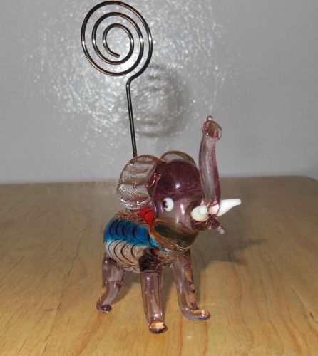 BEAUTIFUL ART GLASS ELEPHANT HOLDER FOR BUSINESS/MEMO CARD PIER 1 IMPORTS