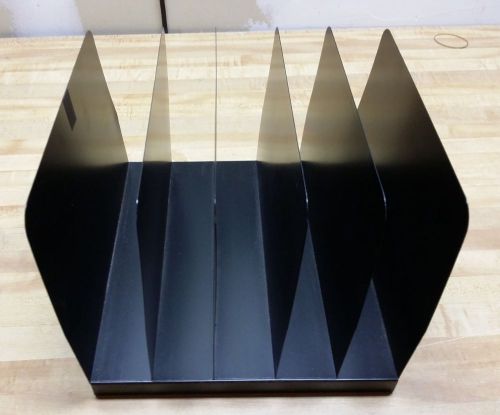 Black Steel Metal desk organizer paper tray 5 slot vintage Letter holder 10x11