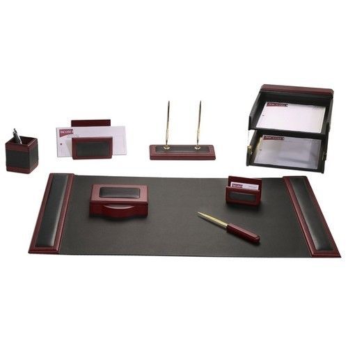 Dacasso Rosewood &amp; Leather 10-Piece Desk Pad Kit - DACD8020 - 10/Kit