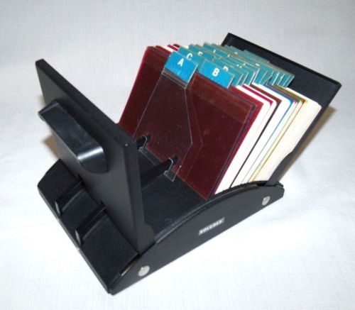 Vintage Rolodex V535 Black FLIP Metal Business 3x5 Card File Made in USA 