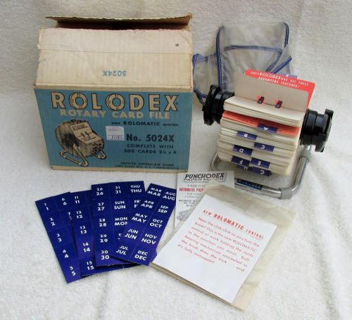 VINTAGE MID CENTURY OFFICE ROLODEX 5024X ROTARY CARD FILE  NEVER USED WITH BOX