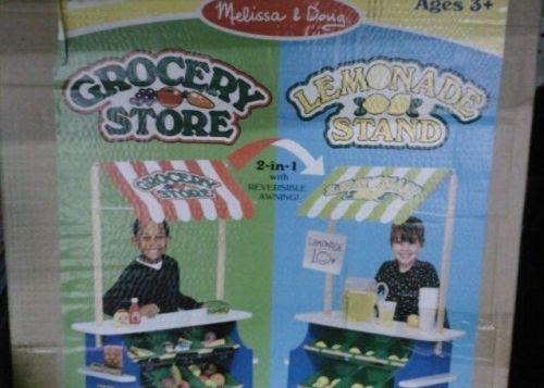 New 2 in 1 Grocery Store&amp; Lemonade Stand Durable wood Construction EASY ASSEMBLE
