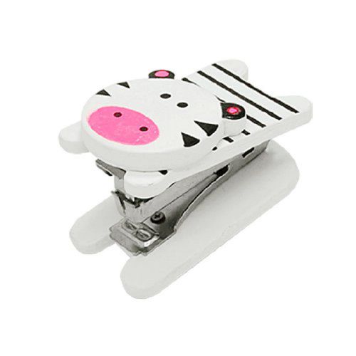 White Mini Wood Portable Cartoon Animal Style Wooden Desk Stapler Gift