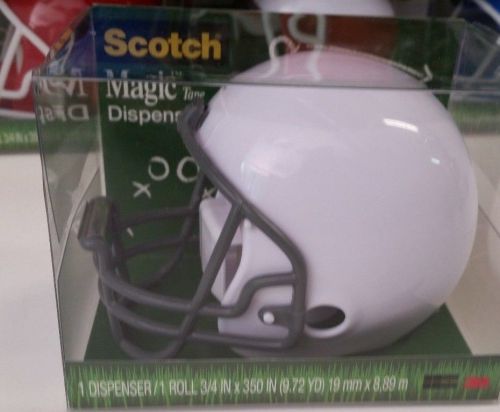 Scotch Magic Tape Football Helmet Dispenser With Tape ~ White