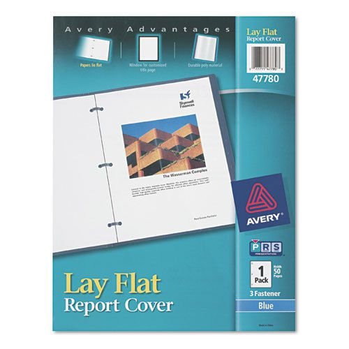 Polypropylene Report Cover, Flex Fastener, Letter, 1/2&#034; Capacity, Clear/Blue