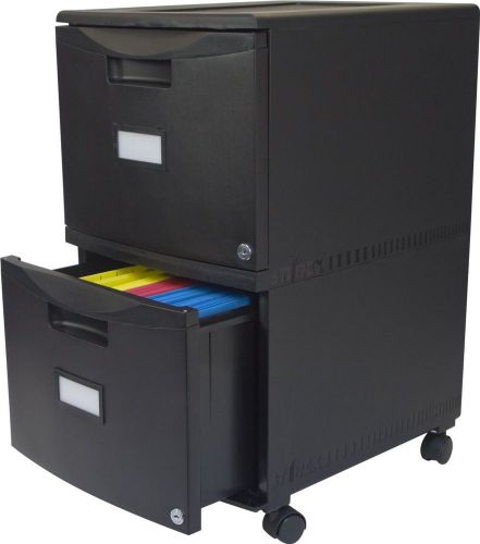 Two Drawer Filing Cabinet Hang File Storex Wheeled Office Home Organizer Black