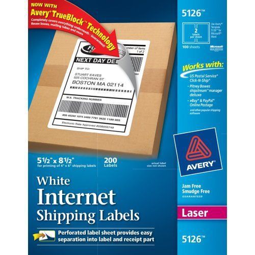 Avery Shipping Label - 5.50&#034; Width X 8.50&#034; Length - 200 / Box - Rectangle (5126)