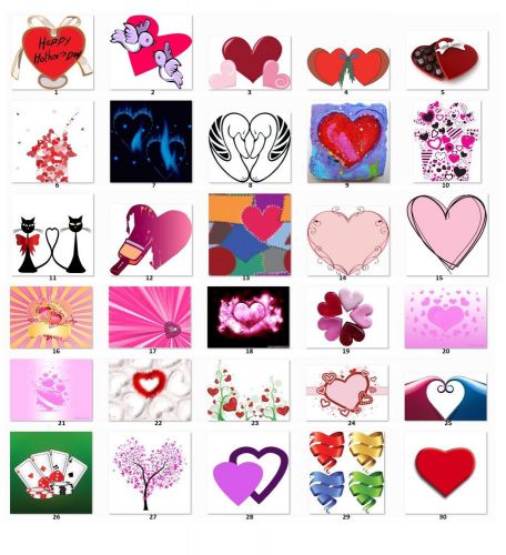 30 Square Stickers Envelope Seals Favor Tags Hearts Buy 3 get 1 free (h7)