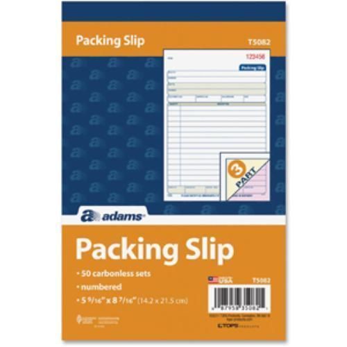 Adams Packing Slip Book - 3 Part - Carbonless - 8.40&#034; X 5.50&#034; Sheet (t5082)