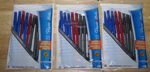 3 pkg. paper mate pens, 5 black, 3 blue, 2 red per package - new! for sale