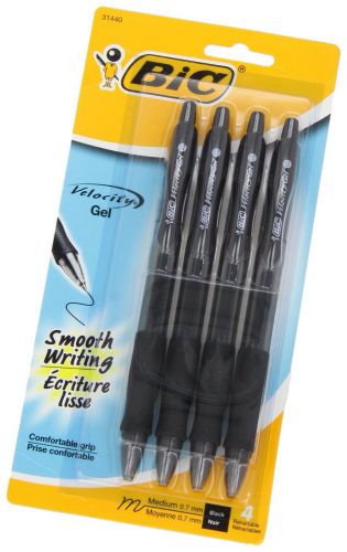 4 Bic Velocity Gel Pens Black - Smooth Writing