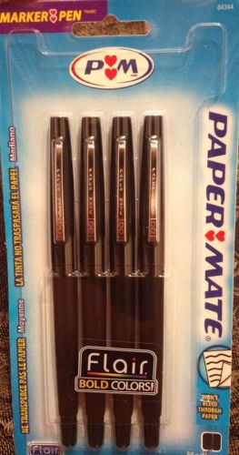 Paper Mate Flair Tip-Guard Porous Pens 4 Black 8434452Pp Marker Office Student