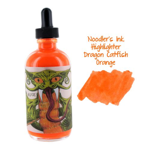 Noodler&#039;s Ink Bottled Ink, 4.5 oz. w Free Pen, Highlighter Dragon Catfish Orange