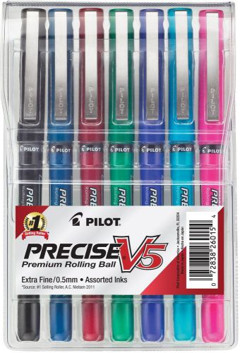 Pilot Precise V5 Rolling Ball Pens, (FREE 2 DAY SHIPPING) 7-Pack Pouch, Assort