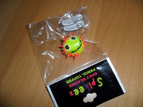Justice Spikeez silicone spiky pencil pen topper  neon bright smiley face