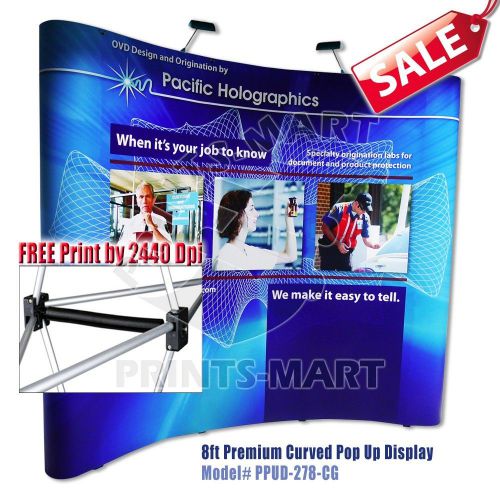 8&#039; Pop Up Curved Trade Show Booth Display Exhibit Pop Up Banner Stand FREE PRINT
