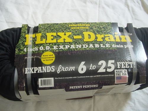 Flex-Drain Perferated with Sock 4&#034; OD expandable to 25&#039; from 6&#039;  Lot of 3