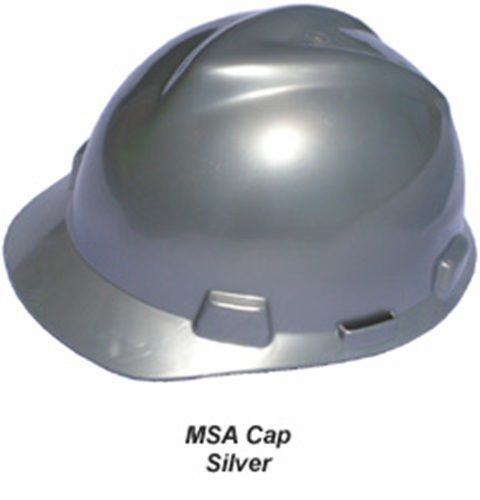 New msa v-gard cap hardhat with swing suspension silver for sale