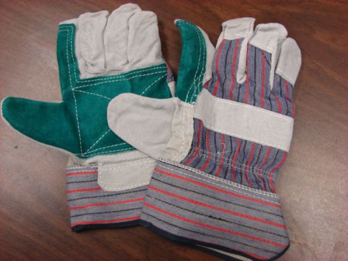 Gloves-Split Cow Leather Palms X-Large Green/Striped