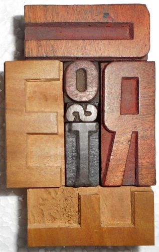 Vintage letterpress letter wood type printers block lot of 7 typography b817 for sale