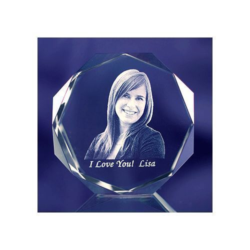 3D Crystal Photo Paperweight - FREE Light Base - Laser Picture Image Engraving