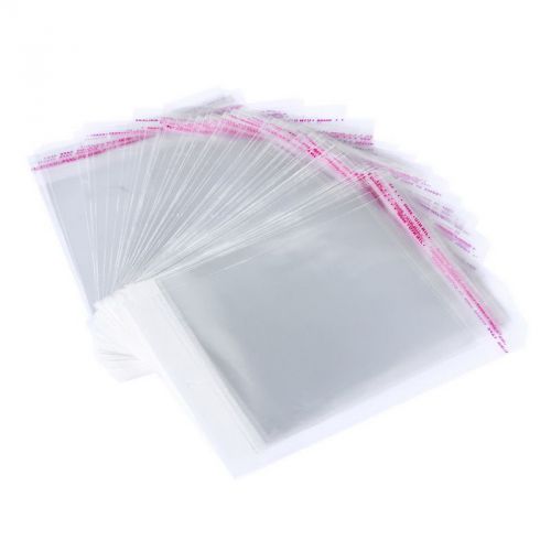 500PCs Self Adhesive Plastic Bags Transparent W/Hole 21.5x14cm Usable 16.5x14